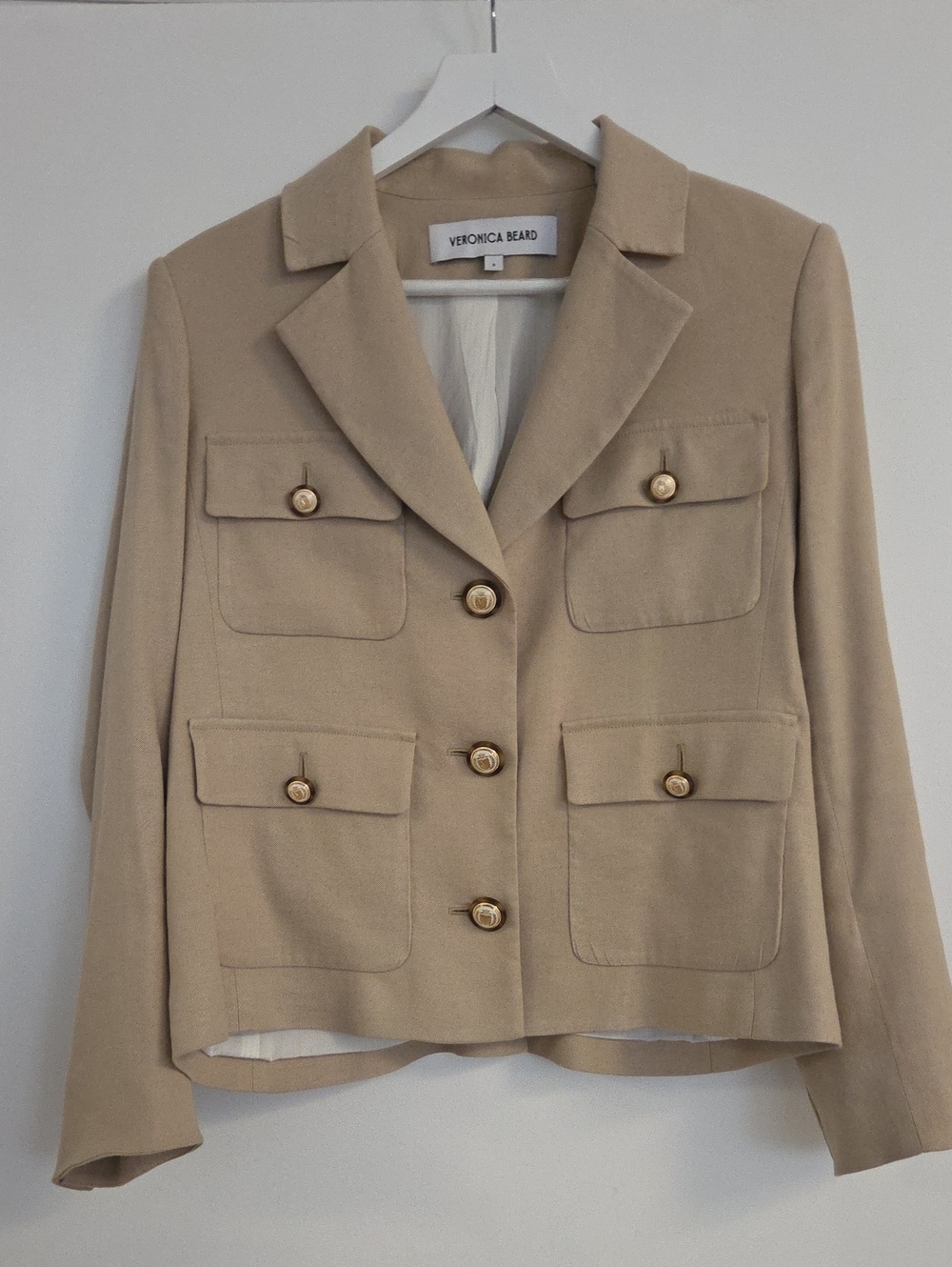 Veronica Beard Beige Four-Pocket Button Blazer